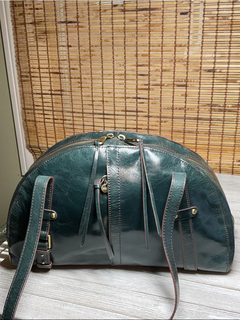 Hobo International Beckon Leather Half Moon Shoulder Bag Green Retro Elegant - Picture 7 of 10